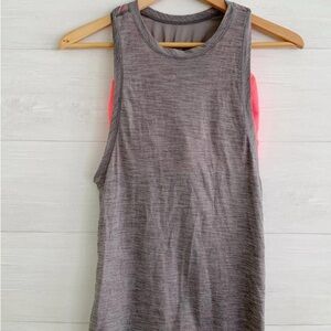Lululemon Work the Circuit Tank- Heather Grey and Coral